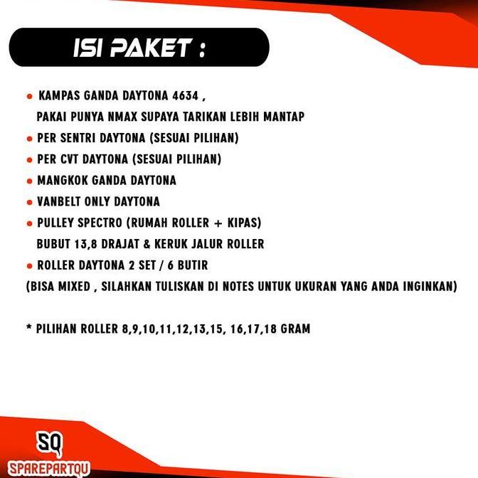 PAKET KIRIAN CVT VARIO 125 VARIO 150 HARIAN - RACING - TOURING