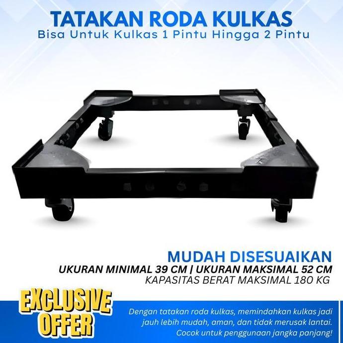 Tatakan Roda Kulkas/Mesin Cuci Dudukan Besi Roda Kulkas 1 Pintu Alas Mesin Cuci 1 Tabung Tatakan Kul