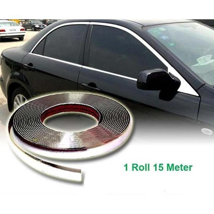 LIST LIS CHROME KROM MOBIL MOULDING TRIM BODY EKSTERIOR 30MM X 15M CAR PREMIUM