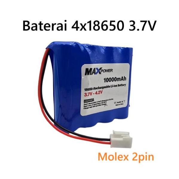 BATERAI BATRE LITHIUM 1S 18650 3.7V 3.7VOLT 4.2V 10000MAH SPEAKER EDC SOKET MOLEX VH 2PIN TKPR
