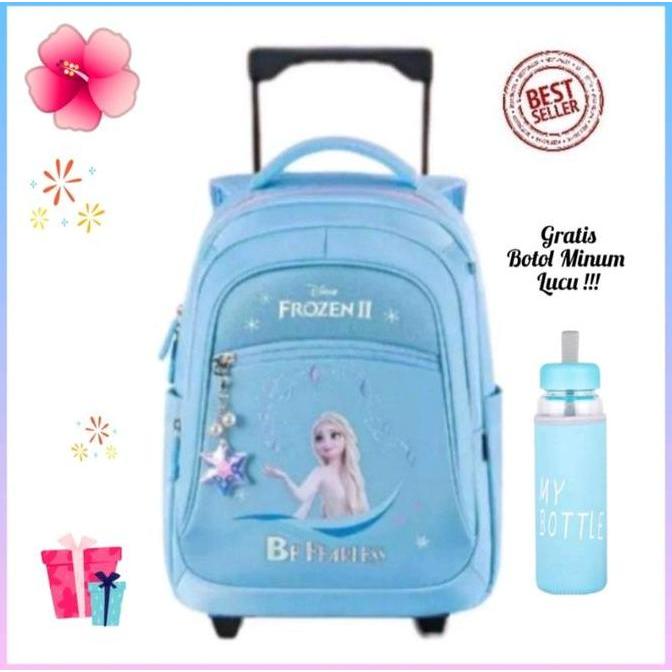 Tas Ransel Troli Anak Perempuan Karakter Frozen Sekolah TK SD Tas Dorong Koper Anak Perempuan Karakt