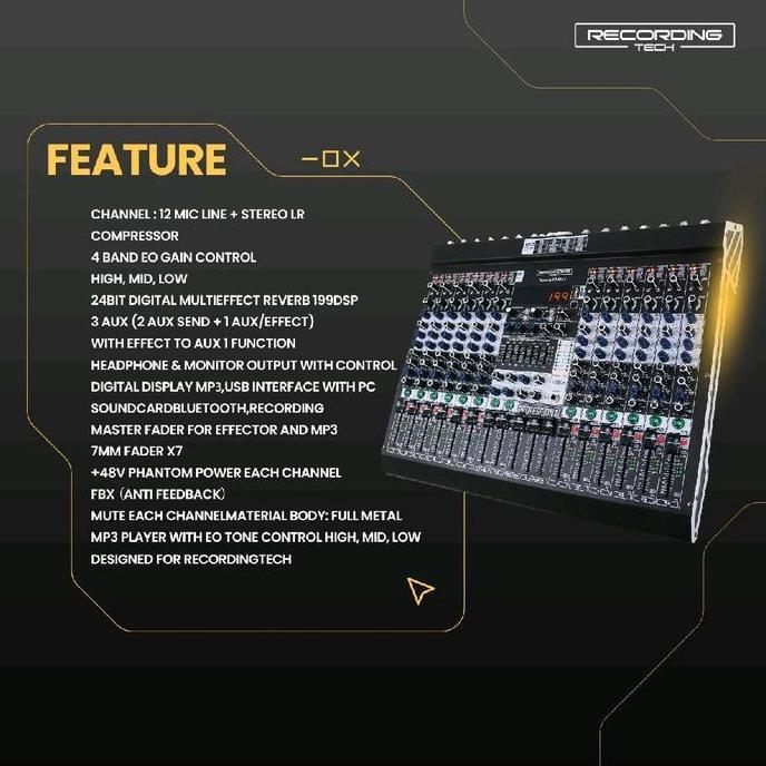 Murah Mixer Audio Recording Tech Luxury 12 Mk2 With Compressor 12Channel Luxury12 Mk2 Original