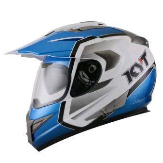 Helm Kyt Enduro Super Moto Cross Visor Supermoto White Blue Original Dan Terpercaya