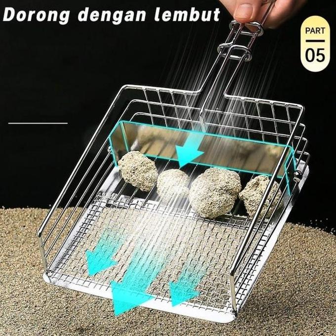 Vinnatsu Sekop Serokan Pasir Stainless /Sekop Serokan Pasir Kucing /Serok Pasir Cat Litter Scoop /Se