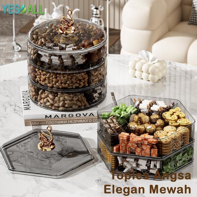 Yesall Toples Lebaran Bulat Toples Aesthetic Candy Box Kotak Permen Toples Kue Kering Tempat Sna Box