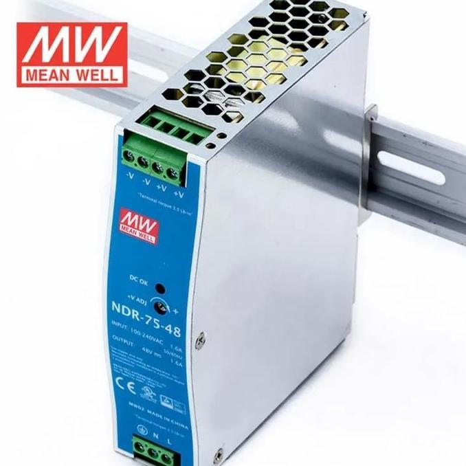 HARGA DISC - MEAN WELL MEANWELL NDR 75-48 75W 48V 1,6A INDUSTRIAL DIN RAIL PSU