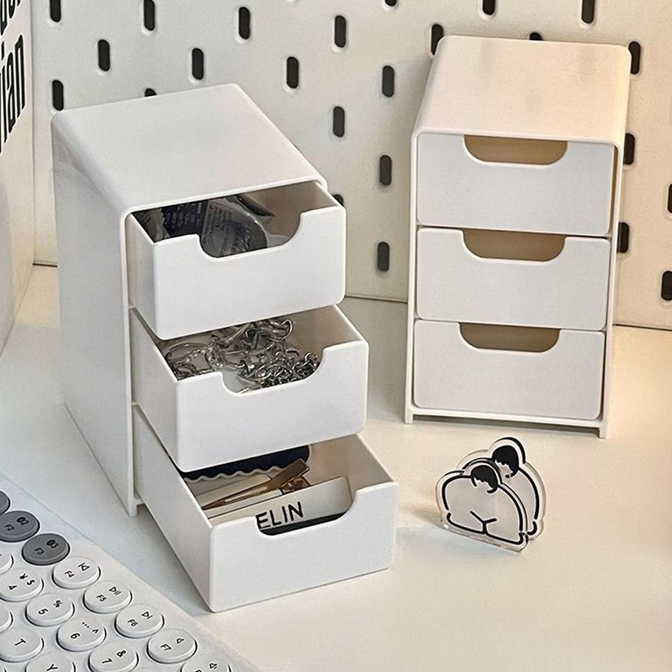 Official Rak Laci Susun Mini 3 Tingkat / Tempat Penyimpanan Drawer Storage Box Laci Mini Aesthetic K