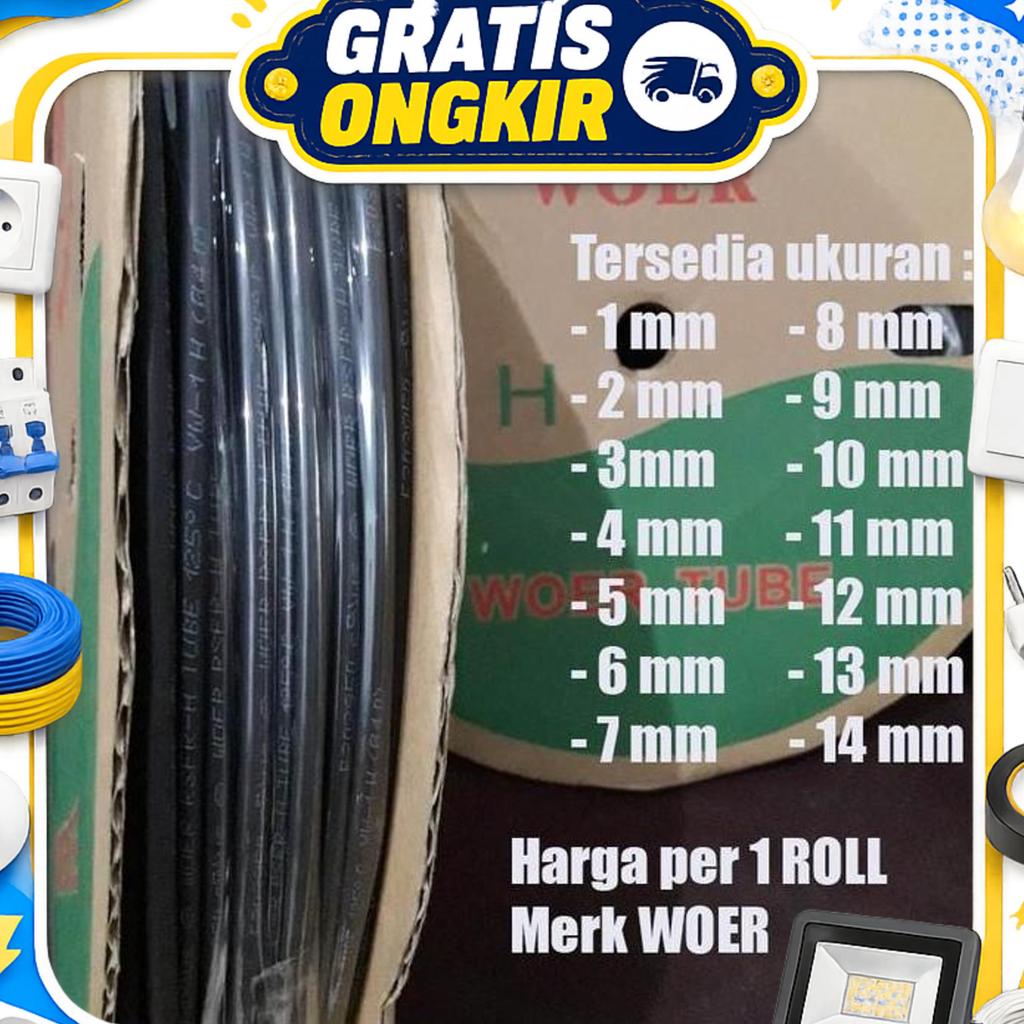 Heatshrink Merk Woer Per Roll / Isolasi Bakar 1Mm 2Mm 3Mm 4Mm 5Mm 6Mm 7Mm 8Mm 9Mm 10Mm 11Mm 12Mm 13M
