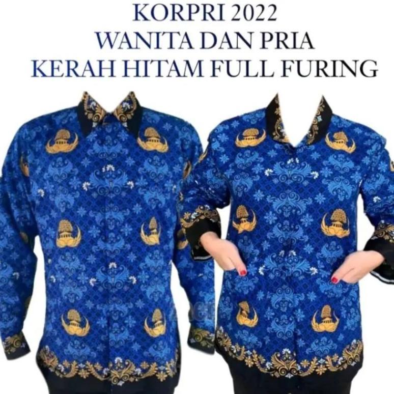 Tahan Lama Baju Korpri Wanita -Pria Kerah Hitam Lapisan Furing Baju Korpri