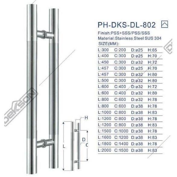 PULL HANDLE DEKKSON DELUXE PH DL802 38X1000 SSS as 80 x panjang 100 cm
