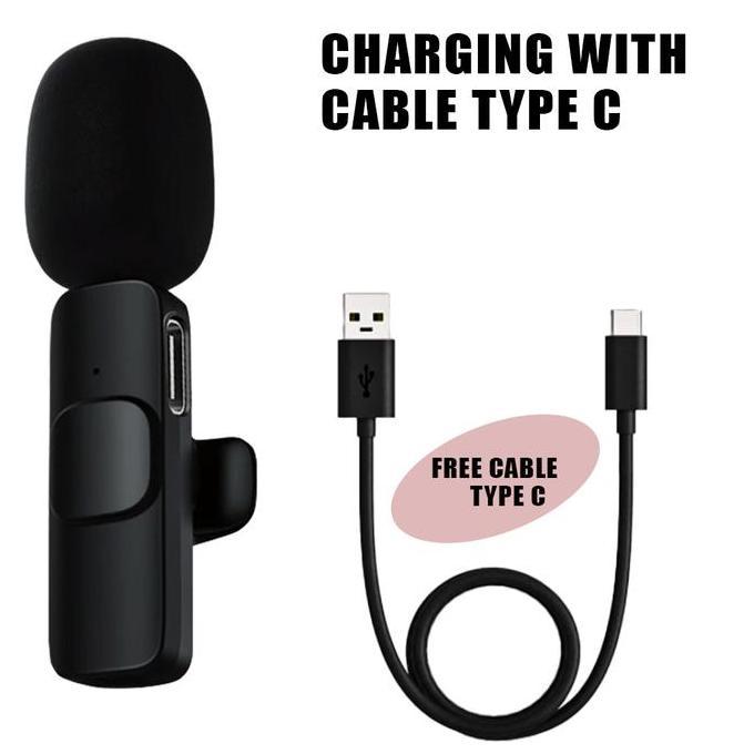 Murah Microphone Wireless Mikropon Bluetooth Clip On Hp Vlog Microfon Youtuber Recording Portable Mi