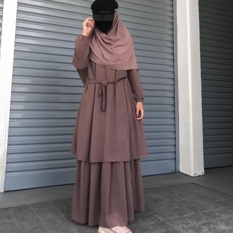 Grade Ori Gamis Malaysia Terbaru Anggun Polos Model Lebaran Wanita Dewasa - Ceruty Babydoll Full Pur
