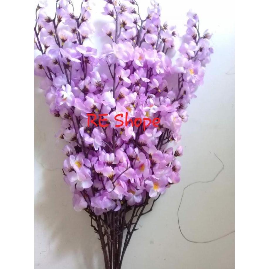 Bunga Sakura Ungu Bunga Plastik 1 lusin