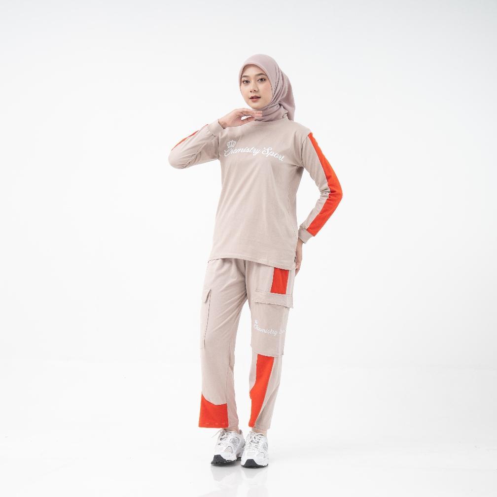 Grade Ori Baju Setelan Olahraga Wanita Muslimah | Senam Aerobic Zumba | One Set Olahraga Cewek