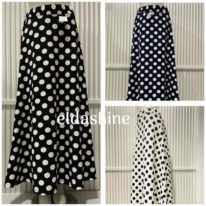 DR292 - Rok payung panjang polkadot full karet pinggang melar hijab/nonhijab