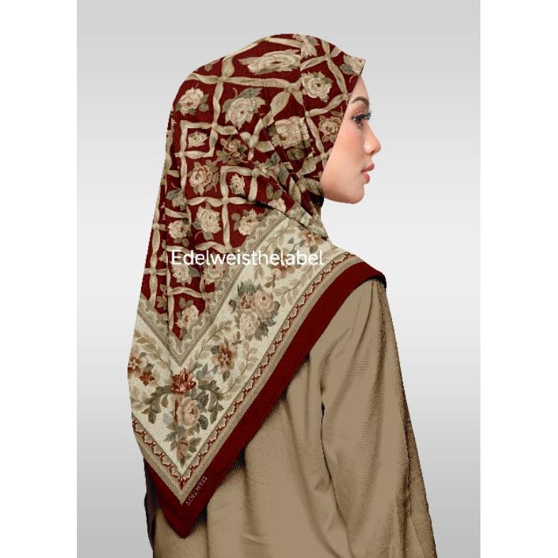 Flower Maroon Garden/Voal Premium/115*115/130*130/Hijab Syari/Hijab Jumbo/Hijab Motif