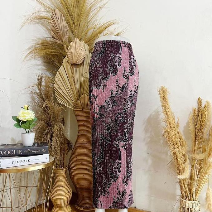 DF312 - ROK BATIK PLISKET / ROK BATIK / ROK PLISKET Kebaya  Bawahan  Panjang Semi Pesta Silk Wanita 