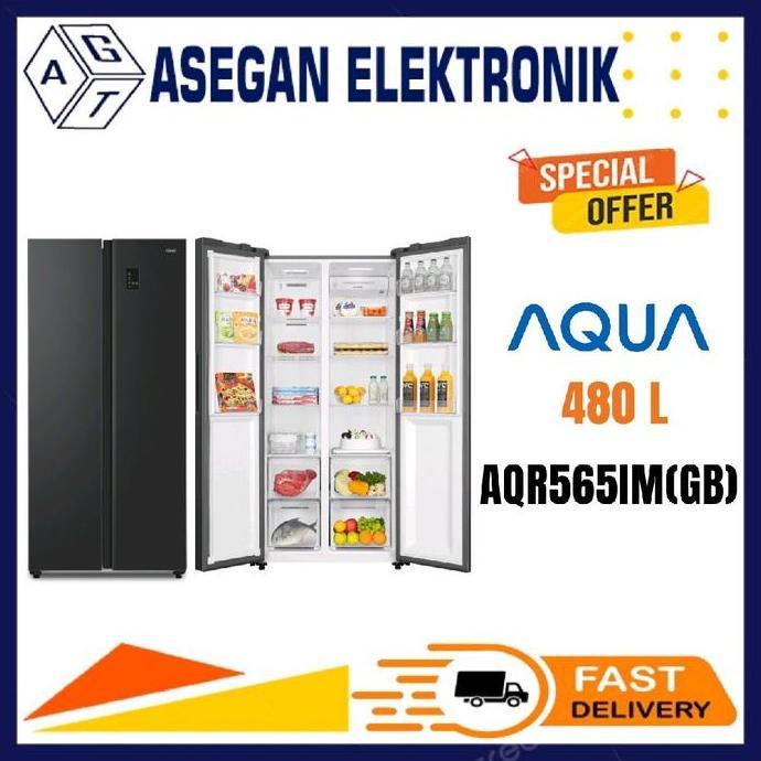AQUA KULKAS SIDE BY SIDE AQR-565IM(GB) TWIN INVERTER AQR565IM 565IM