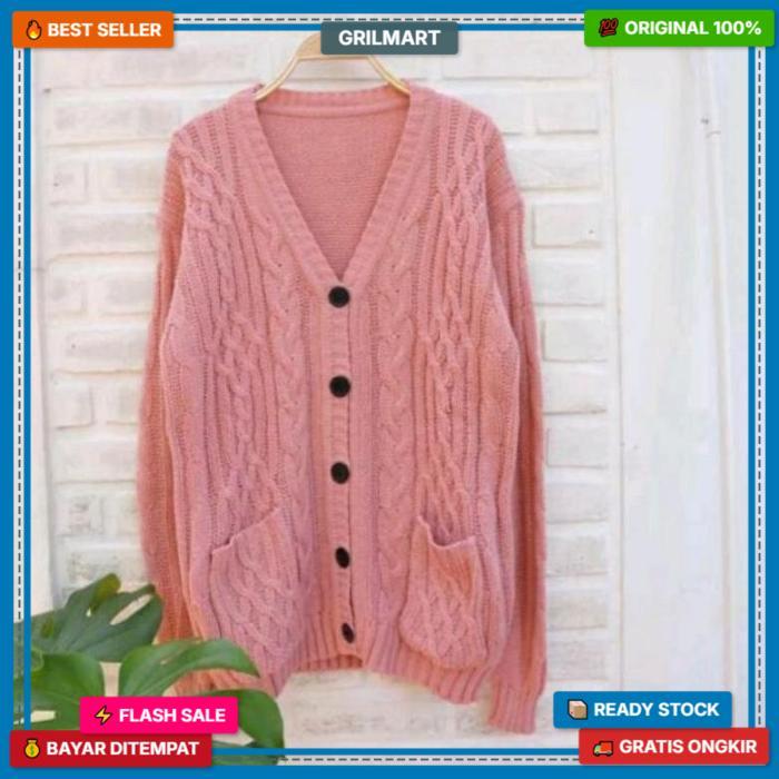 Cable Saku Short Cardigan Rajut Wanitatype 3 Get/Rajut Tebal Premium/Flash Sale Pengiriman Cepat