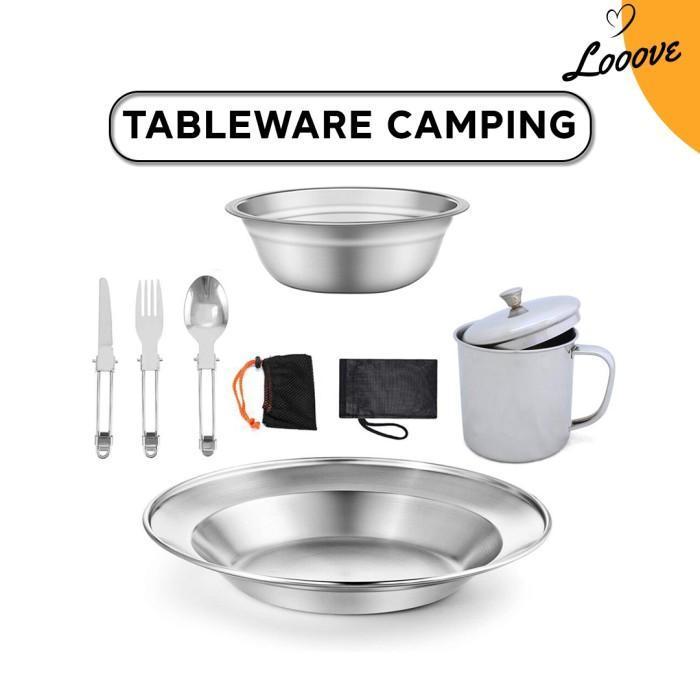 Set Alat Makan Camping / Outdoor Aluminium Lengkap - Tableware Camping
