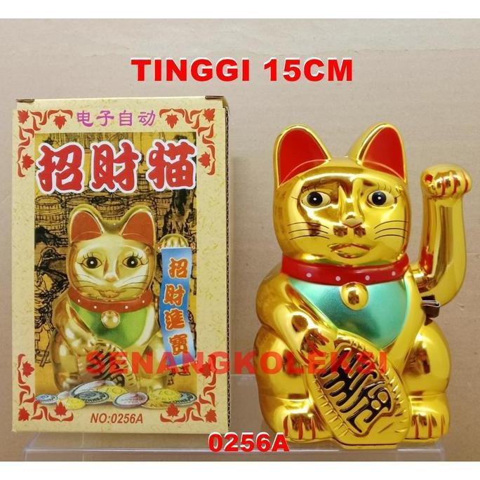 Patung Kucing Hoki Lucky Cat Besar Yuan Bao Qian Uang Emas BS