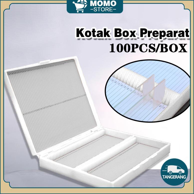 [ New ] New 100PCS Kotak Preparat Isi Box Slide Preparat Glass Object isi 100 Slide Microscope Slide