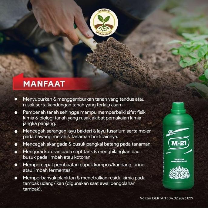 M21 Dekomposer dan Pembenah Penyubur Tanah dan  Tanaman Pupuk Teknologi Mikrobakteri isi 1 Liter (TE
