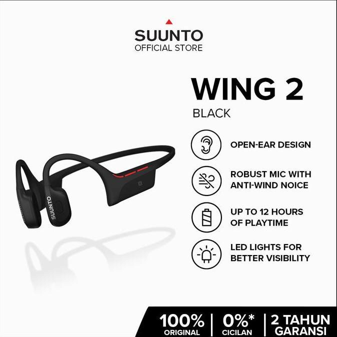 Grosir Suunto Wing 2 Black Premium Bone Conduction Headphones For Safe Adventuring