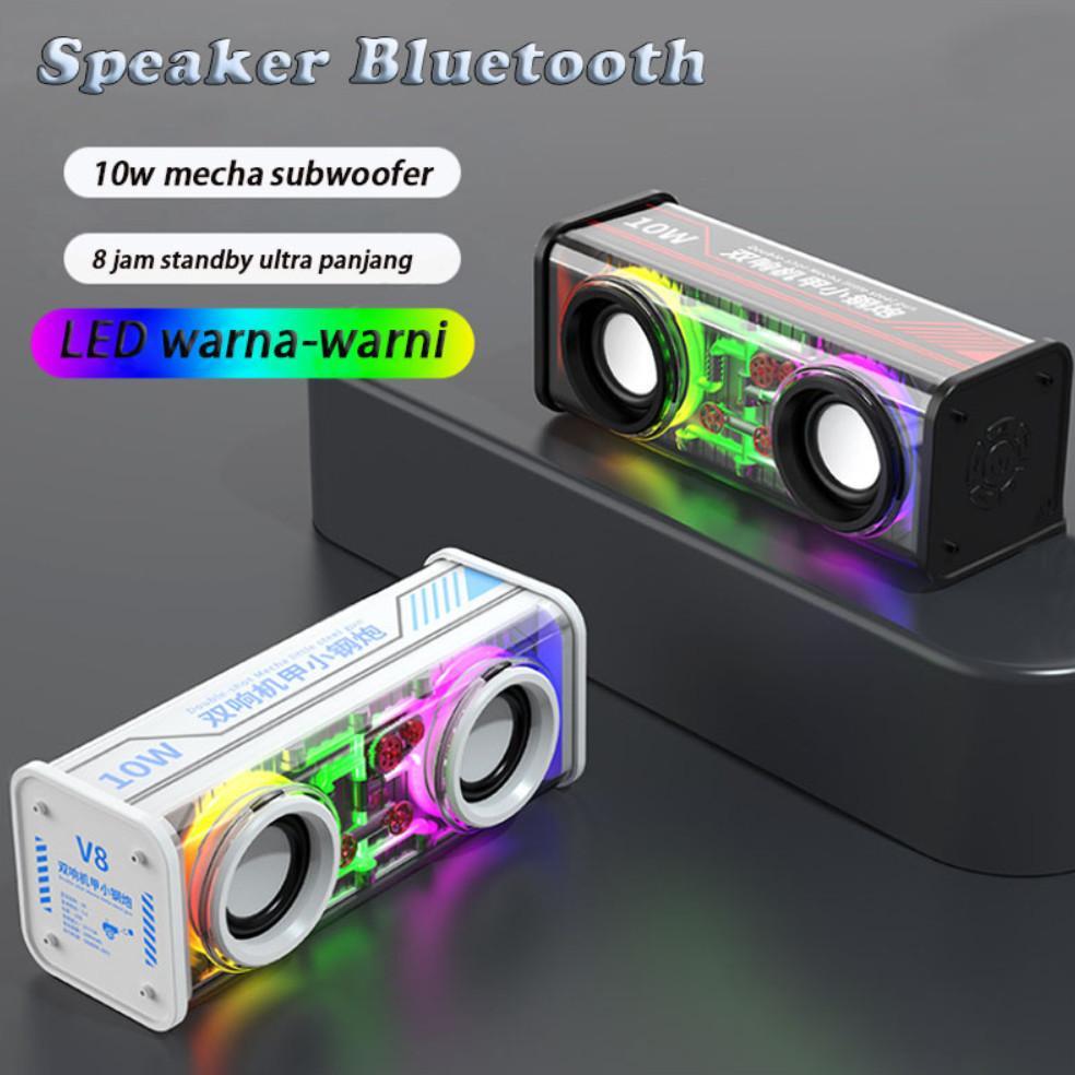 TERBARU PORTABLE V8 BOOMBOX WIRELESS STEREO SURROUND BLUETOOTH SPEAKERS SOUNDBAR TWS RGB LIGHTS HEAV