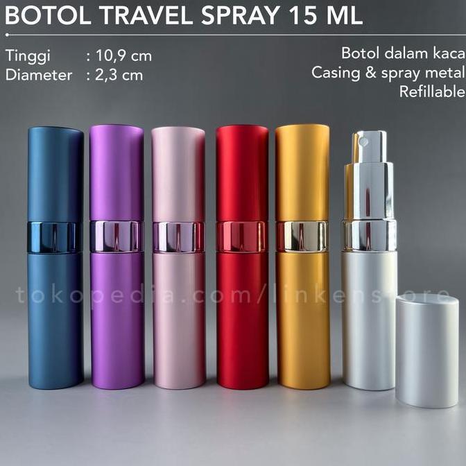 Botol Parfum Mini 15ml Travel Size Spray Kaca Casing Refill Isi Ulang