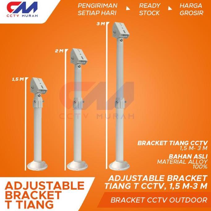 Adjustable Bracket Tiang T35 CCTV Outdoor, Ukuran 1,5 m - 3 m
