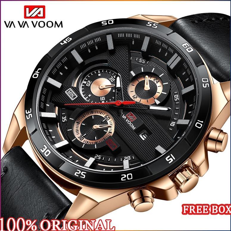 ORIGINAL VAVA VOOM JAM TANGAN PRIA KRONOGRAF TANGAN COWOK QUARTZ ANALOG KULIT MURSH GIFT COWO 216