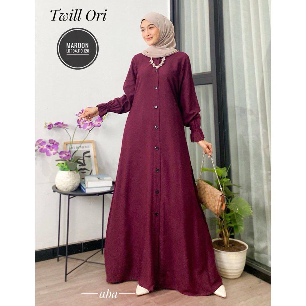 Premium Gamis Twill Ori  Gamis Polos Fashion Muslim Wanita Kekinian Terbaru