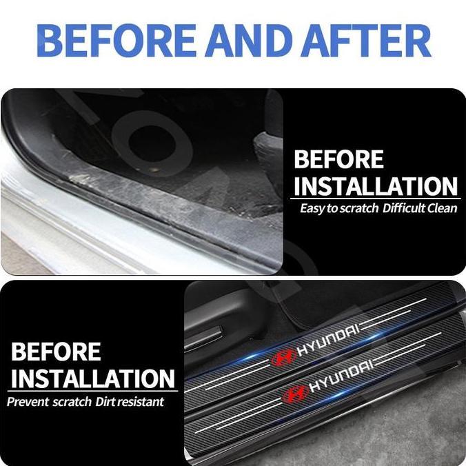 Stiker Strip Pelindung Pintu Mobil Bahan Carbon Fiber Untuk Hyundai Getz Accent Atoz i20 Avega traje