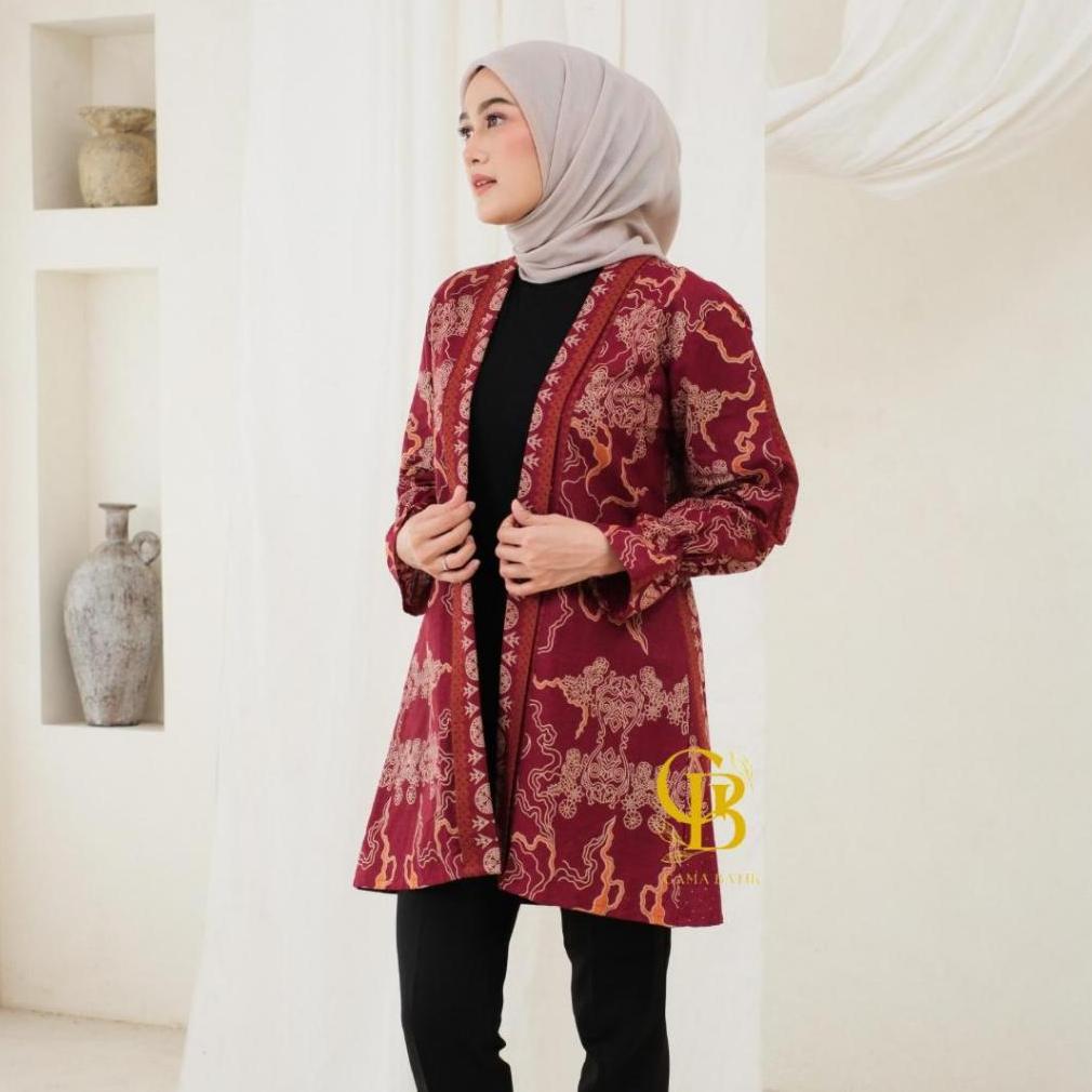 Terbaru Blazer Batik Atasan Wanita Modern Outer Batik Long Outer Terbaru