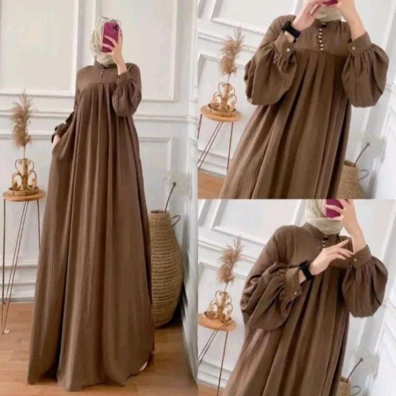 Saless ( Bayar Di Tempat) Salsa Maxy Dress Crinkle Airflow Gamis Jumbo Ld 110 Bisa Busui Gamis Konda