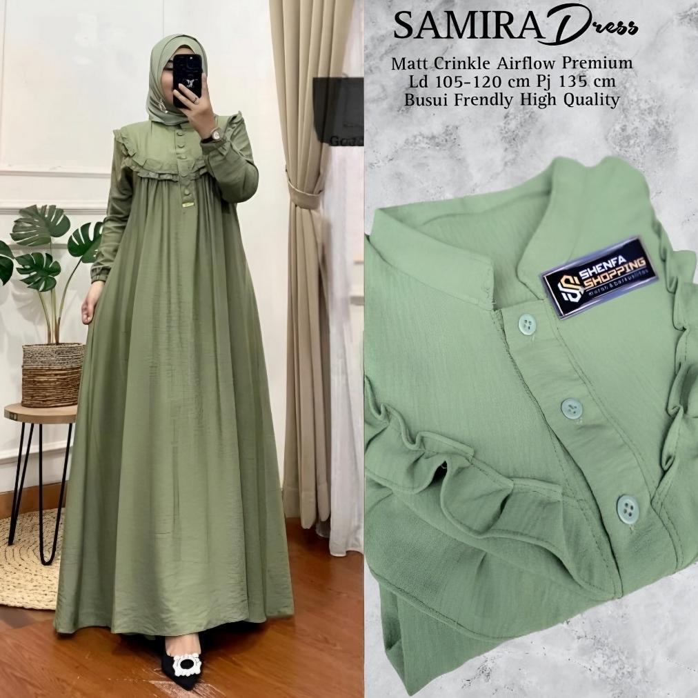 Promo Bulan Ini Gamis Polos Crinkle Airflow Jumbo // Gamis Wanita Kancing Depan Hiduo Cocok Buatt Bu