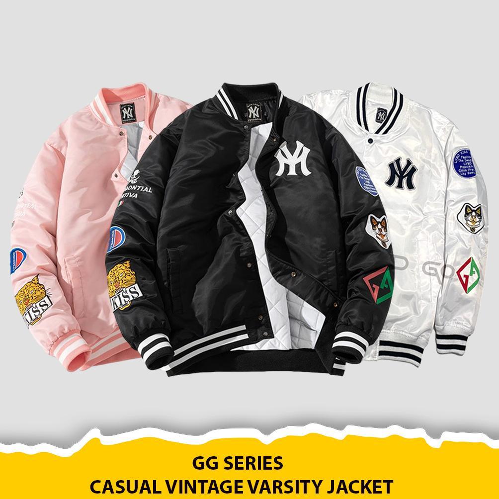 GARANSI JUMPSHOT Jaket Varsity Baseball Pria Wanita  Motif Gambar Full Bordir