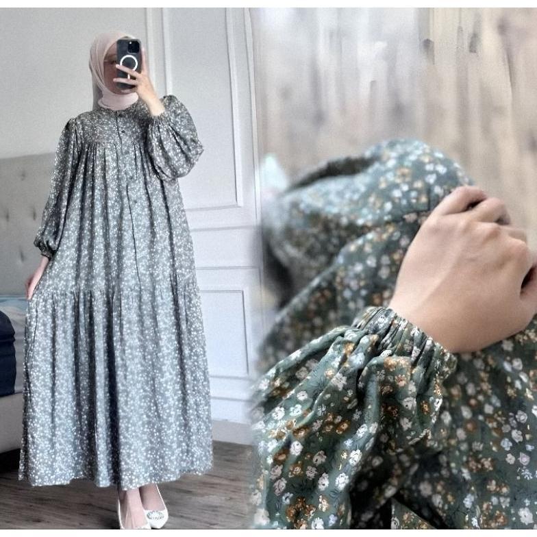 Grade Ori Midi Dress Gamis Rayon Premium / Gamis Midi Dress Wanita Dewasa Jumbo Busui / Midi Dress K