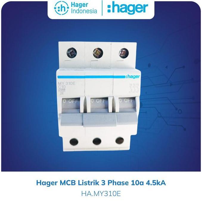 Hager MCB 10a 10 Ampere 3 Phase 4.5kA - MY310E