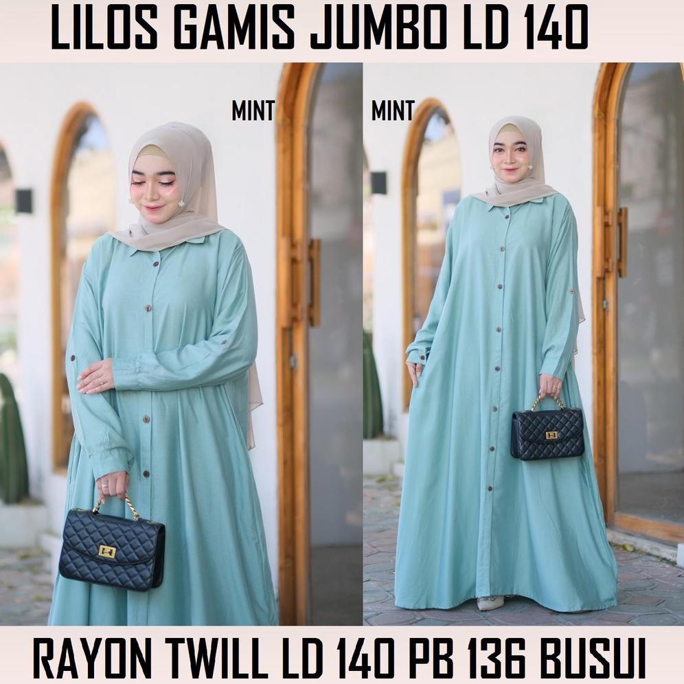 Flash Sale Gamis Jubah Jumbo Rayon Twill 5L / Dress Muslim Ld 140 Full Kancing Xxxxxl