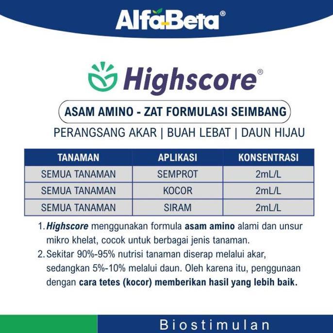 AAlfaBeta Highscore Pupuk Asam Amino 250ML Perangsang Akar Buah Lebat Daun Hijau Zat Formulasi Seimb