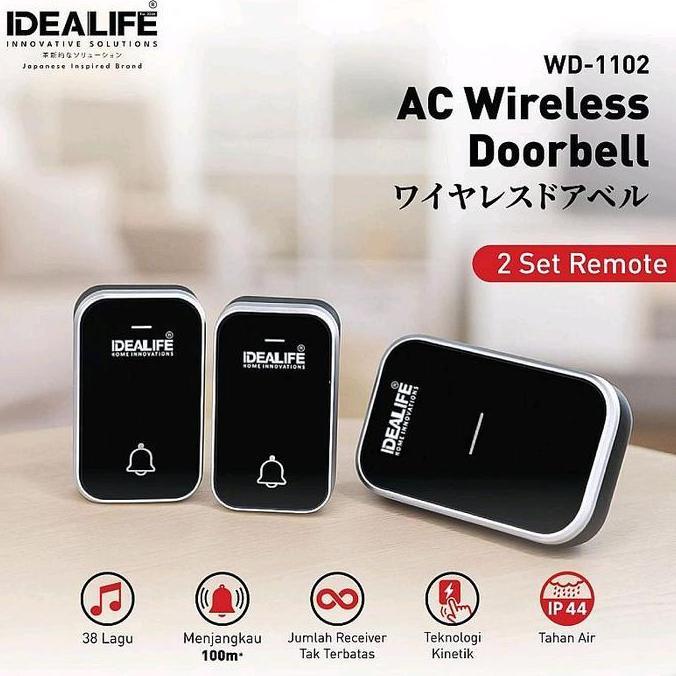 DOORBELL MURAH-IDEALIFE - AC Wireless Doorbell - Bel Pintu Listrik - (WD-1102) *tanpa battere