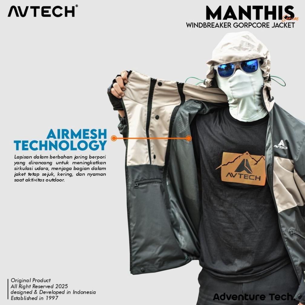 original avtech - jaket pria wanita windbreaker water repellent gorpcore outdoor gunung camping - ma