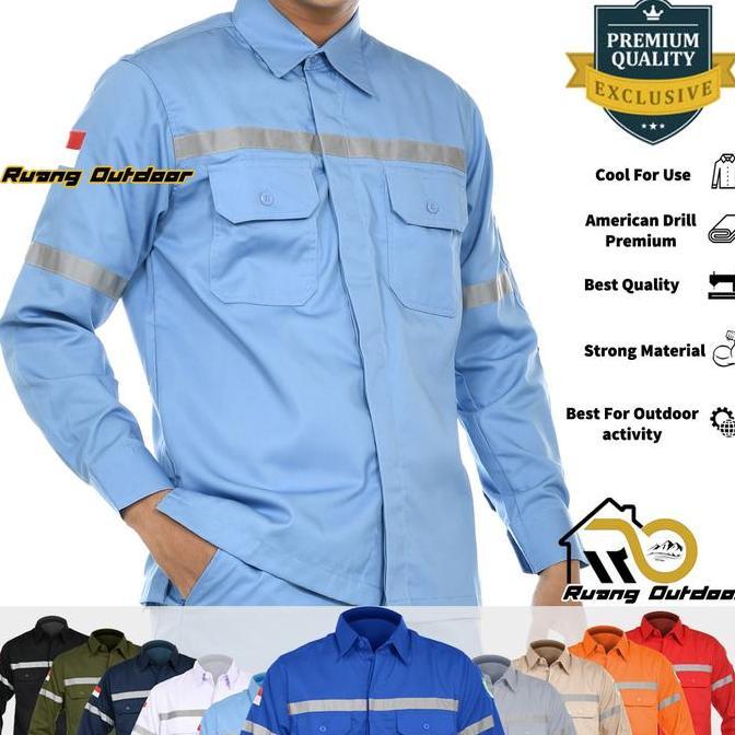 Baju Kemeja Safety Wearpack K3 Pria Wanita Lengan Panjang - Pakaian Seragam Atasan Werpack Lapangan 