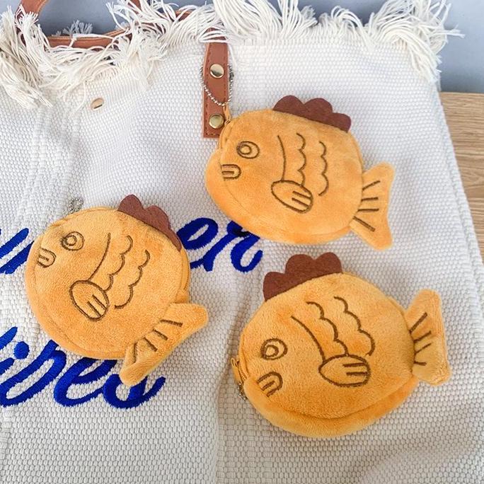 Beruangshop Dompet Koin Gantungan Kunci Keychain Boneka Ikan Taiyaki/Dompet Koin Multifungsi Aesthet