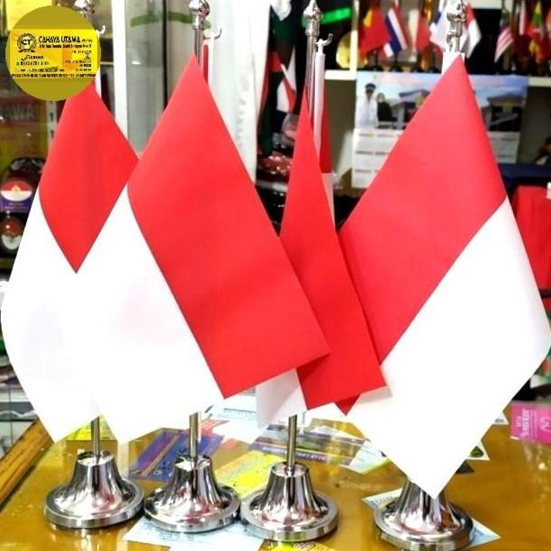BENDERA MERAH PUTIH MEJA / BENDERA MERAH PUTIH TIANG STENLIS / BENDERA MERAH PUTIH + TIANG STENLIS