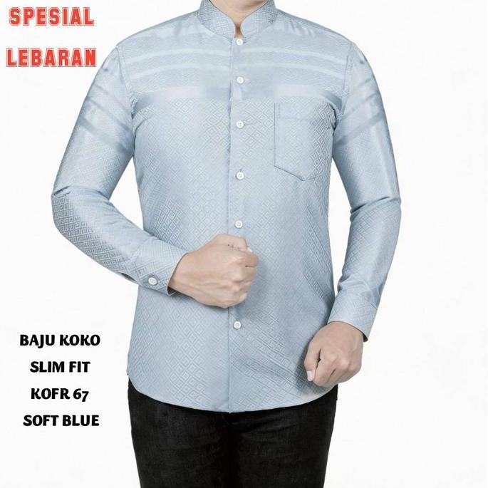 BAJU KOKO PRIA SLIM FIT KEMEJA KOKO PRIA MUSLIM LENGAN PANJANG FORTUN REMO KOFR Motif Mewah Tangan N