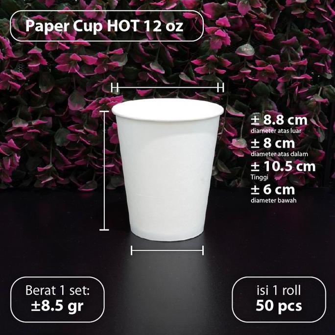Pak isi 50 pcs - Paper Cup 12 oz HOT - Paper Cup 12oz - Gelas Kertas