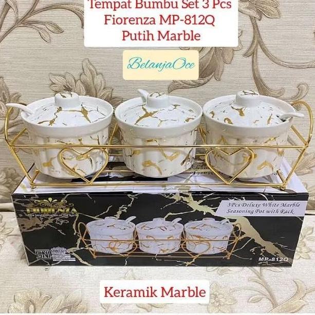 Tempat Bumbu Keramik Marble Fiorenza Set 3 Pcs (Original)